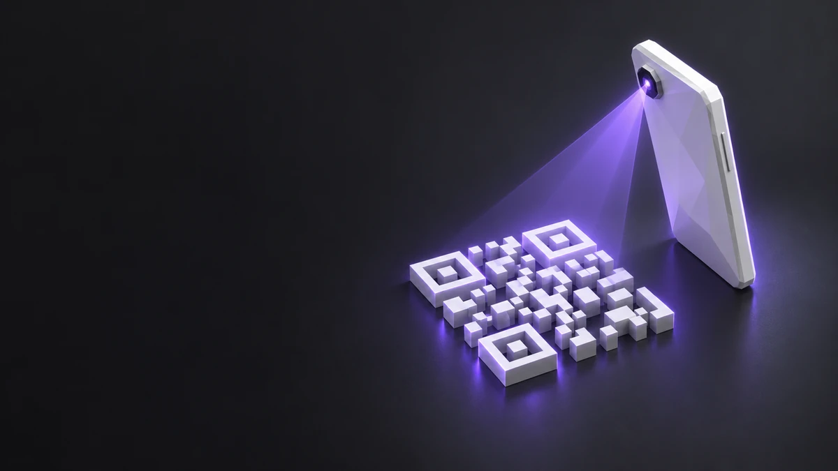 Телефон сканирует узор из кубиков — QR-код