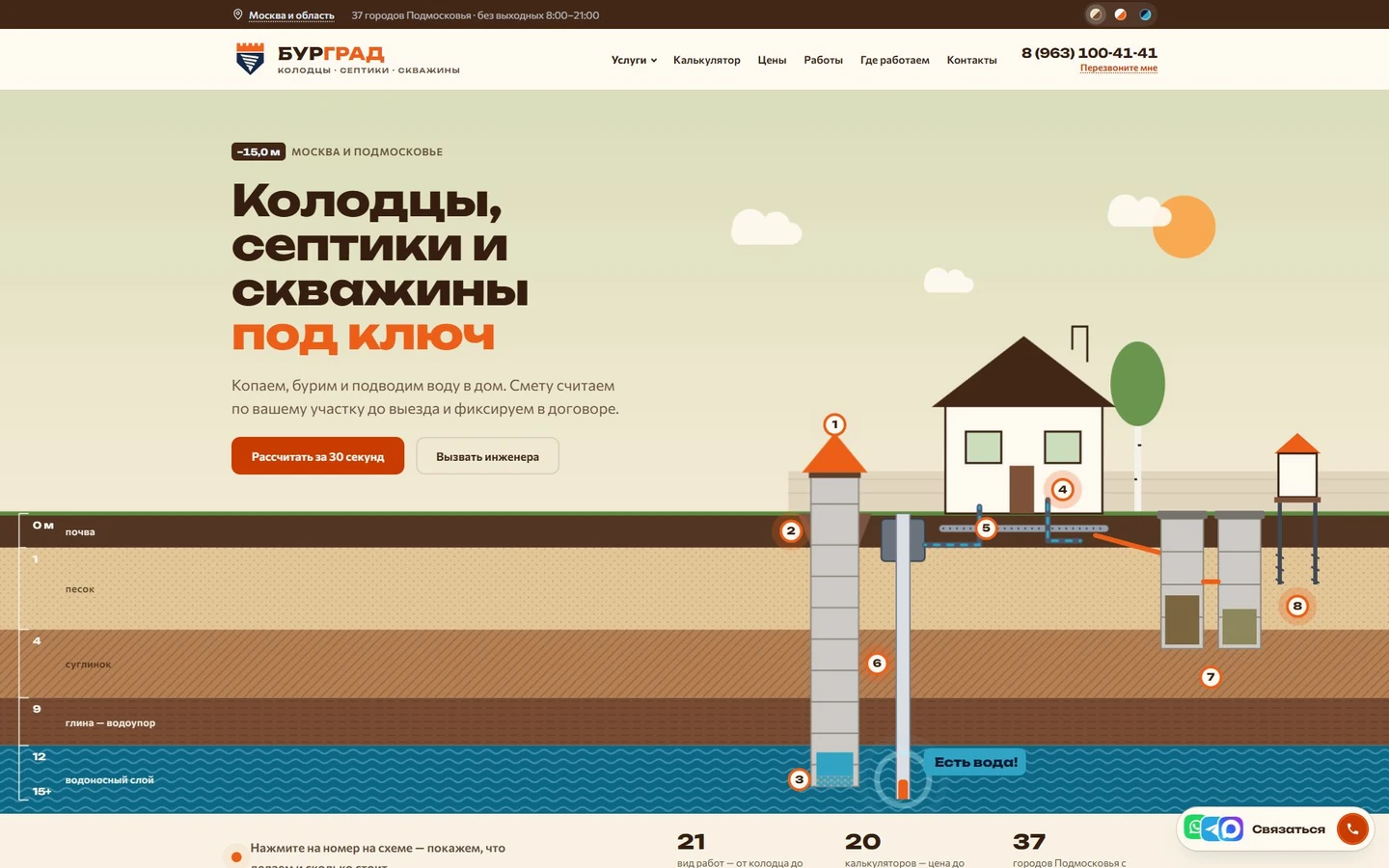Главная сайта «БурГрад»: услуги по колодцам, септикам и скважинам